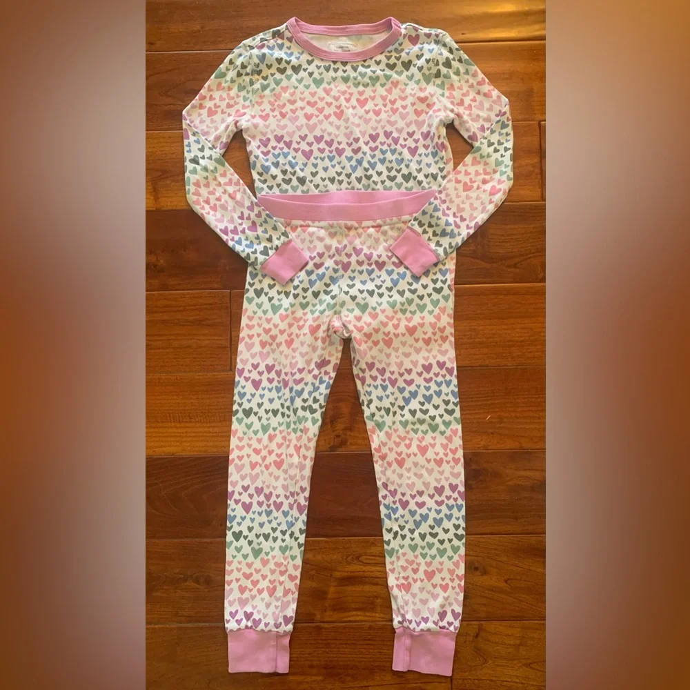 Crewcuts J.Crew Kids Pajama Sets Girls Size 8 Lot Long Sleeve 100% Cotton Hearts